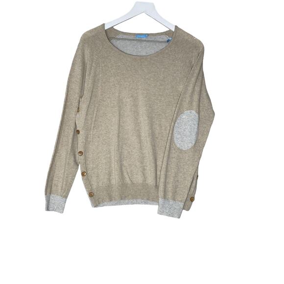 J. McLaughlin Sweaters - J McLaughlin Sweater Womens Size M Cream/grey Button Crew Neck
